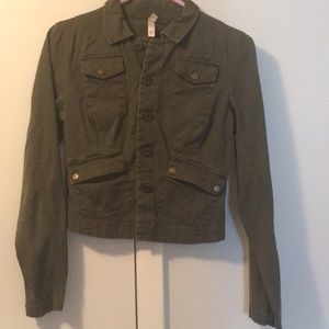Green button up jacket